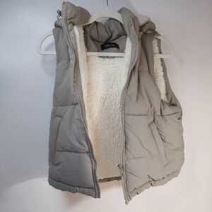 fab'rik  Tan Puffer Vest with Hood & pockets